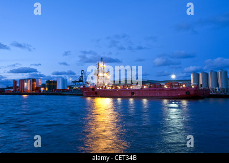 A cargo ship in the docks at Great Yarmouth. Stock Photo