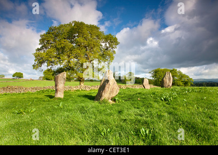 Nine Stones Close, a Bronze age stone circle on Harthill Moor. There are only 4 remaining stones from what was once a 45 foot ci Stock Photo