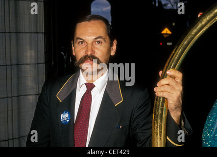 French-Canadian man, French-Canadian, bellman, head and shoulders, front view, eye contact, Chateau Frontenac, Quebec City, Quebec Province, Canada Stock Photo