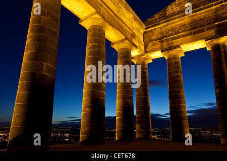 night view from Penshaw monument over Washington and North East England Stock Photo