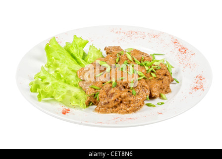 Fried liver of a rabbit stewed at sour cream Stock Photo - Alamy