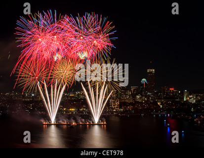 The 2009 4th of July celebration in Boston, as seen from MIT's Green Building Stock Photo