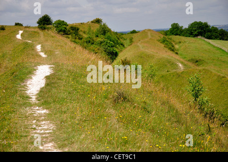 A view of Hod Hill iron age hill-fort Dorset UK Stock Photo