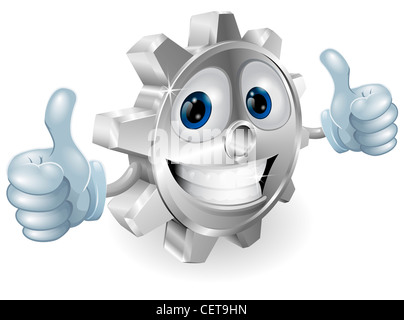 Illustration of gear cartoon character giving thumbs up cartoon character Stock Photo