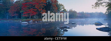 Autumn, Mersey River, nr Kejimkujik National Park, Nova Scotia, Canada Stock Photo