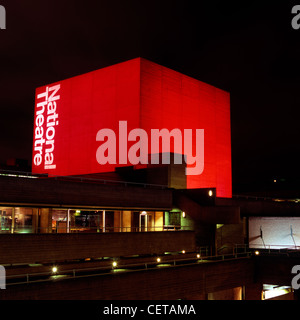 The National Film Theatre Flytower illuminated red. Stock Photo