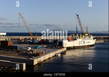 Ferry Harbor in Porto Novo, Santo Antao, Cape Verde Islands, Africa Stock Photo