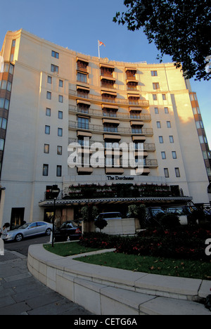 The Dorchester. The Dorchester Hotel opened on 18 April 1931 and was created by Sir Malcolm McAlpine and Sir Frances Towle. Stock Photo