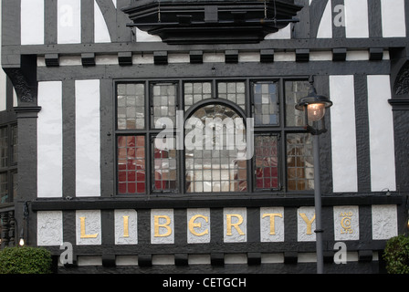 Detail of Liberty store front. Liberty opened to the public on May 15th 1875, when the founder, Arthur Lasenby Liberty, purchase Stock Photo