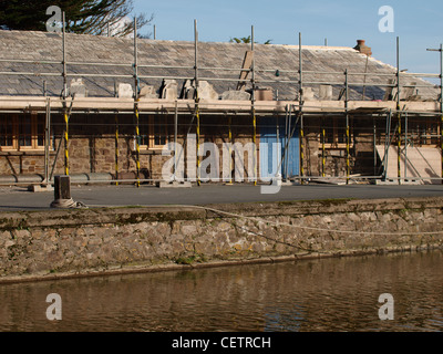 New roof being put on a building, Bude, Cornwall, UK Stock Photo