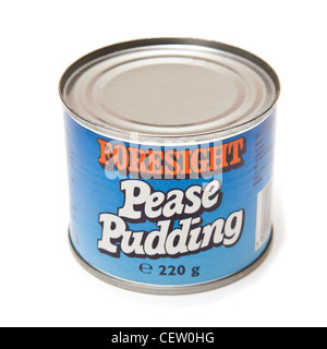 Tin of Pease Pudding isolated on a white studio background. Stock Photo