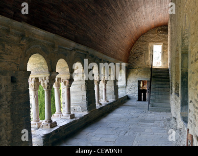 The Cloisters, the  Monastery of Prieurè - Serrabone Priory Stock Photo