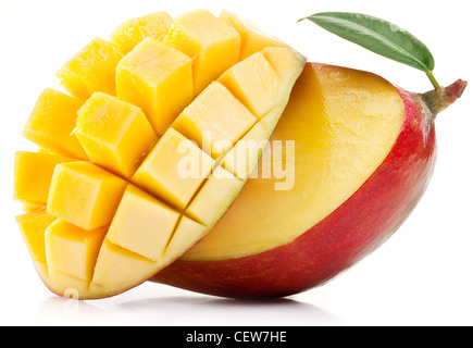 Mango with slices on a white background. Stock Photo