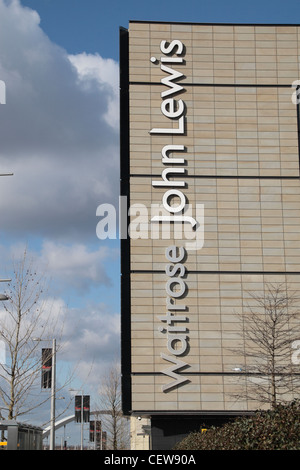 The Waitrose John Lewis logo outside the branch in Westfield Stratford City shopping centre, Stratford, London. Stock Photo