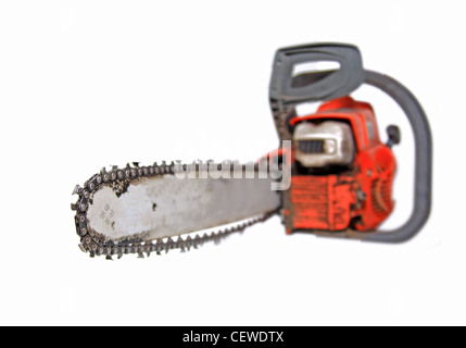 aging saw on white background Stock Photo