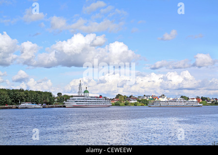 motor ship on pier Stock Photo