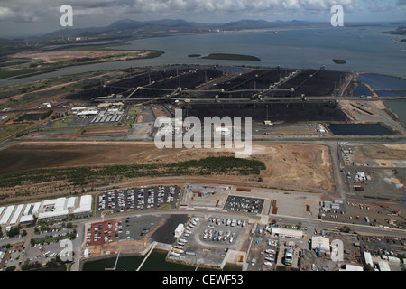 Gladstone, Queensland aerial view showing coal loading depot Stock Photo