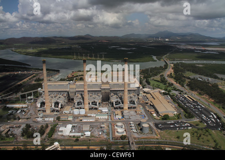 Gladstone, Queensland aerial view of power station and surrounding land Stock Photo