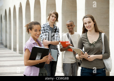University students on campus Stock Photo