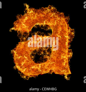 Fire small letter A on a black background Stock Photo