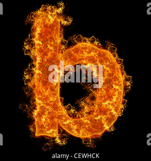 Fire small letter B on a black background Stock Photo