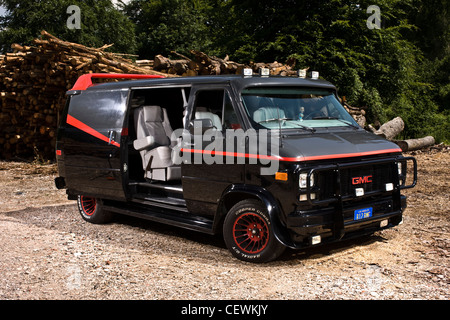 A-Team action van, black with red stripe, Winchester Stock Photo