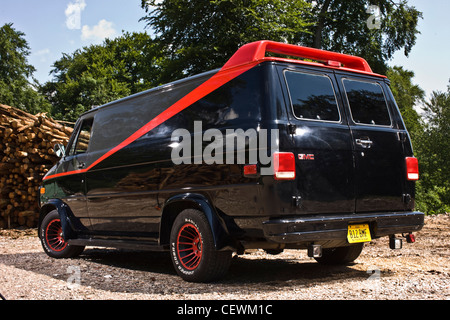 black van with red stripe