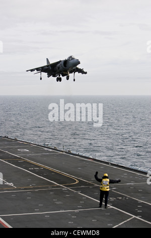 Naval aircraft carrier HMS Illustrius with Harrier Jets Stock Photo