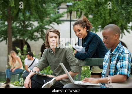 University students on campus Stock Photo