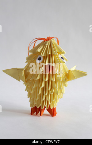 Origami Easter Chick isolated on white background Stock Photo