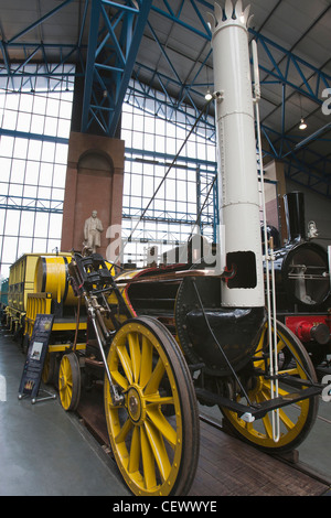 Replica George Stephenson's Rocket at the National Railway Museum, York, UK Stock Photo