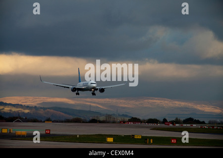 Manchester Airport in the City of Manchester within Greater Manchester, UK. In 2010 it was 4th busiest airport in the UK Stock Photo