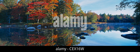 Autumn, Mersey River, nr Kejimkujik National Park, Nova Scotia, Canada Stock Photo