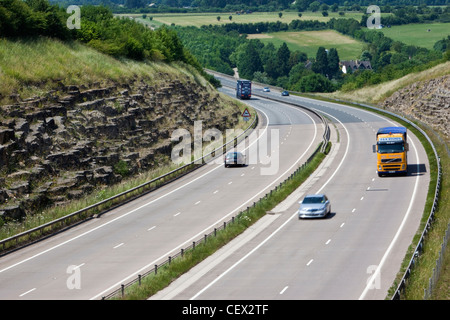 Traffic on the A417 dual carriageway. Stock Photo