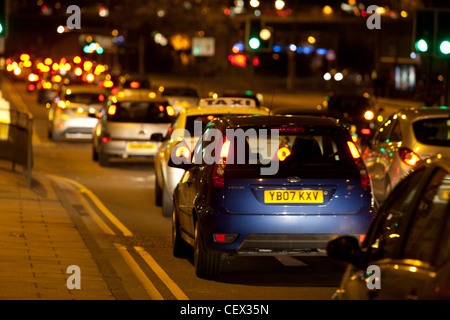 City of Leeds at night with commuter traffic Stock Photo