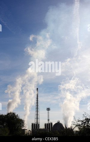 Gases being vented from the Avonmouth Refinery. Stock Photo