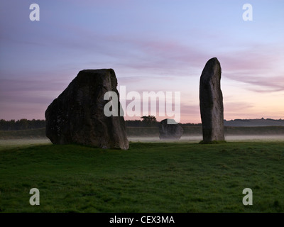 Part of the Avebury stone circle, one of Europe's largest prehistoric stone circles, at dawn. Stock Photo