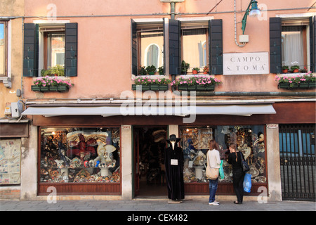 Carnival mask shop in Campo San Toma, Venice, Veneto, Italy, Adriatic Sea, Europe Stock Photo