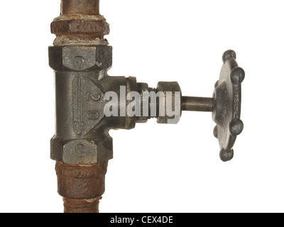 Old Water valve isolated on white background Stock Photo