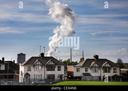 A view toward Port Talbot steel works in Wales. Stock Photo