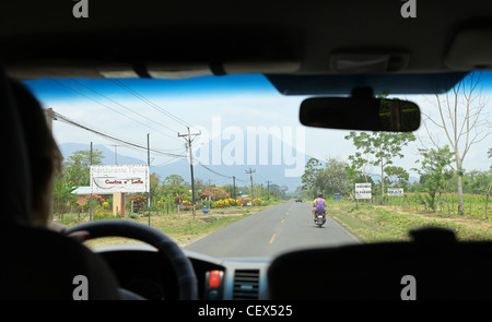 A view from a hire car on the way to Arenal Volcano near La Fortuna, Costa Rica, Central America Stock Photo