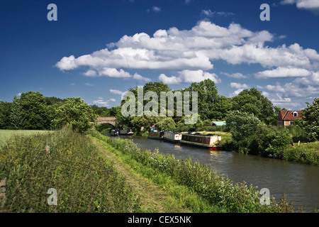 Narrow boats on the Kennet & Avon Canal. Stock Photo