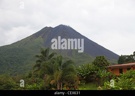 View from the gardens of the Los Lagos Hotel of Arenal Volcano near La Fortuna, Costa Rica, Central America Stock Photo