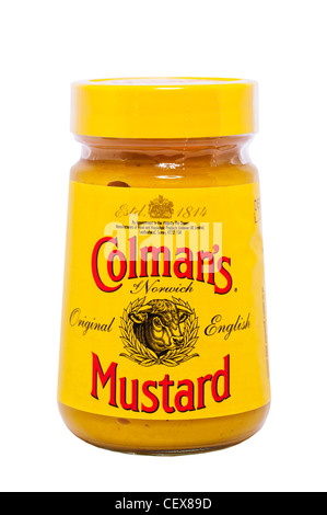 A jar of Colman's Original English Mustard on a white background Stock Photo