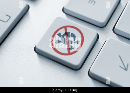 Piracy attack button on the keyboard. Toned Image. Stock Photo