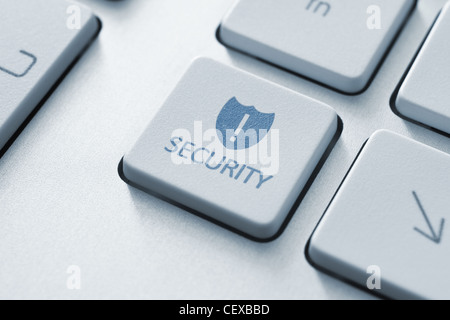 Security button on the keyboard. Toned Image. Stock Photo