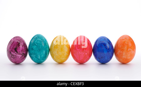 six colorful easter eggs Stock Photo