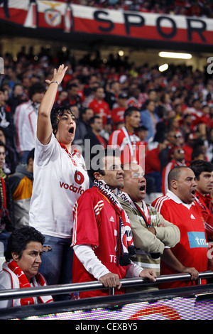 Benfica Football Fans, Estádio da Luz, Lisbon, Portugal Stock Photo