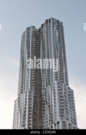 A residential skyscraper designed by Frank Gehry in Lower Manhattan, NYC, USA, currently known as New York by Gehry. Stock Photo
