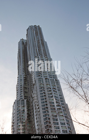 A residential skyscraper designed by Frank Gehry in Lower Manhattan, NYC, USA, currently known as New York by Gehry. Stock Photo